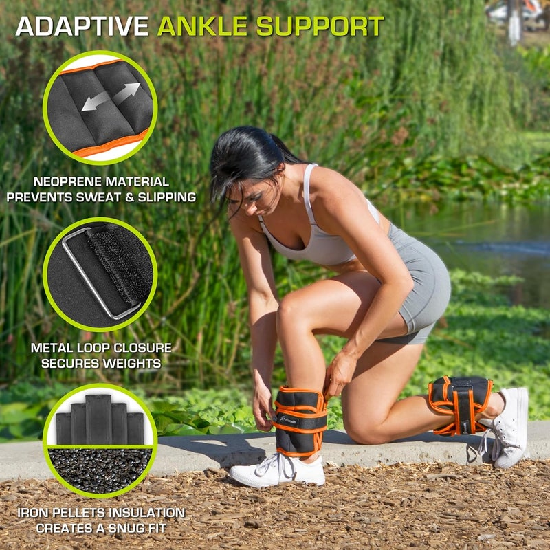 ProSourceFit Ankle/Wrist and Arm/Leg Weights Set of 2, Adjustable Strap 1 lb-5 lb, Adjustable Weight 15 lb, 10 lb, 7 lb for Men and Women - Image 3